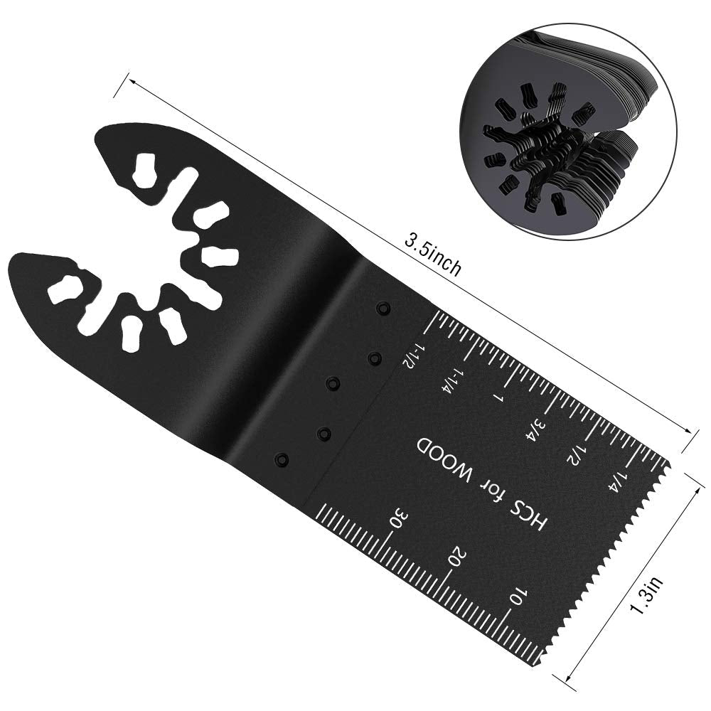 50 Pack Professional Wood Universal Quick Release Oscillating Saw Blades, Fits Fein Multimaster, Porter Rockwell Cable,Black & Decker,Bosch Craftsman and More (50pcs 34mm Width)