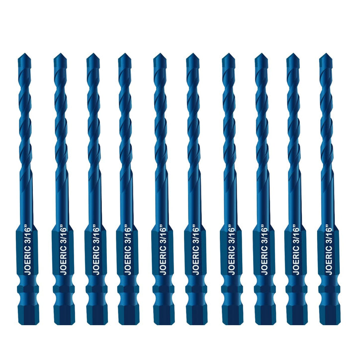 JOERIC Blue 5mm Masonry Drill Bit Set 10PC 3/16” Concrete Drill Bit Set