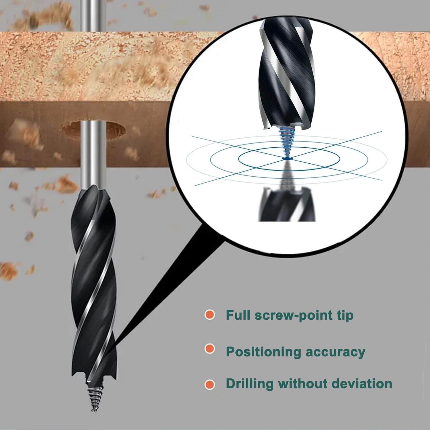 KEWAYO 8Pcs Auger Drill Bit Set Woodworking Drill Bit Set, 10-25mm Four-Slot Four-Edge Auger Drill Bit, Hex Shank Woodworking Drill Bit, for Softwood, Hardwood, Plastic