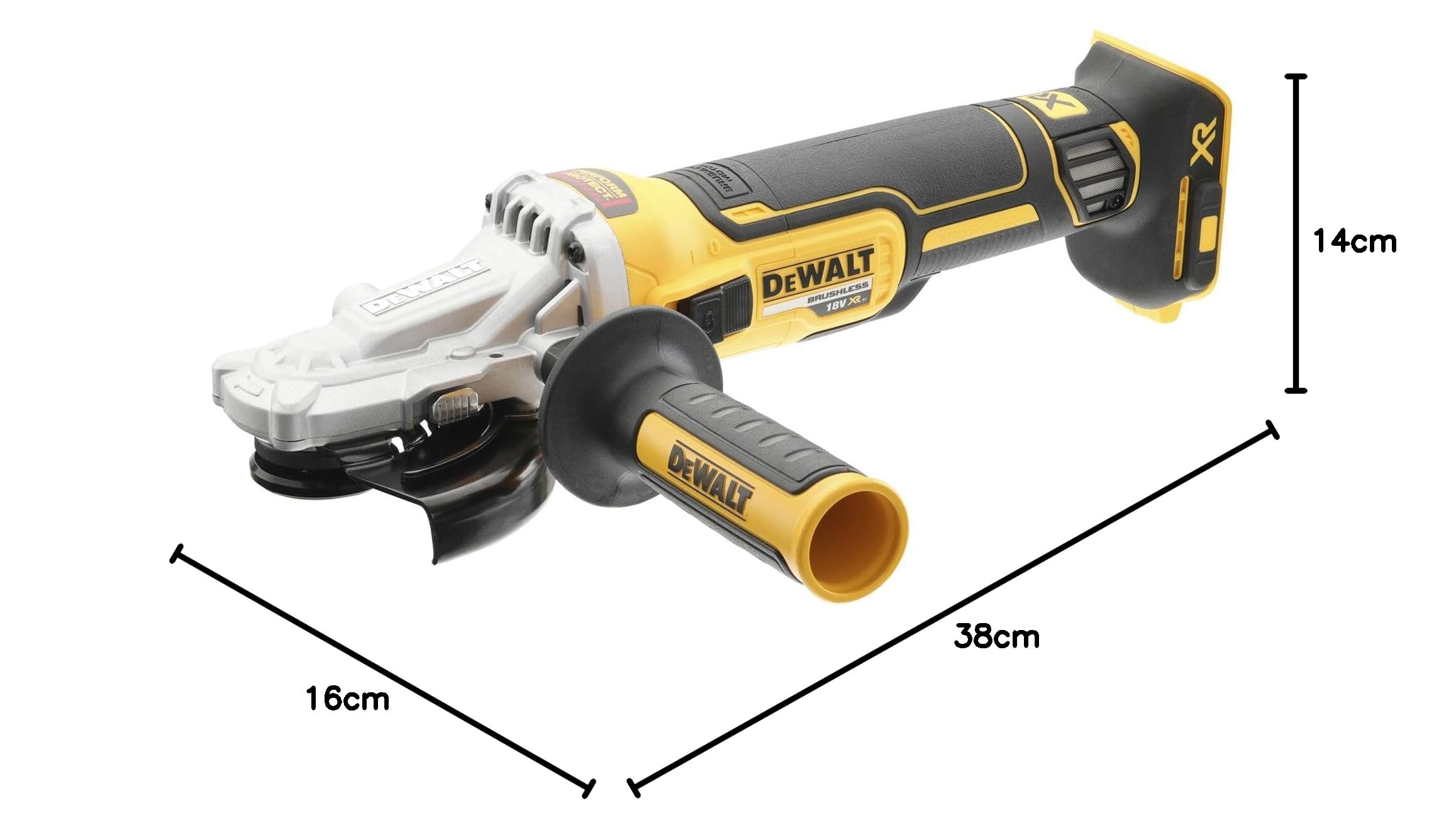 DeWalt 18V XR Bare Unit Brushless Flat Head Angle Grinder, 125 mm