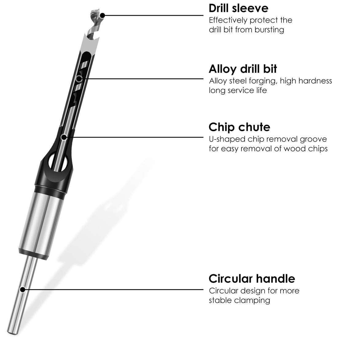 HSHGZSR 5 Pcs Square Hole Drill Bit Tool High Hardness Square Hole Drill Bits Set