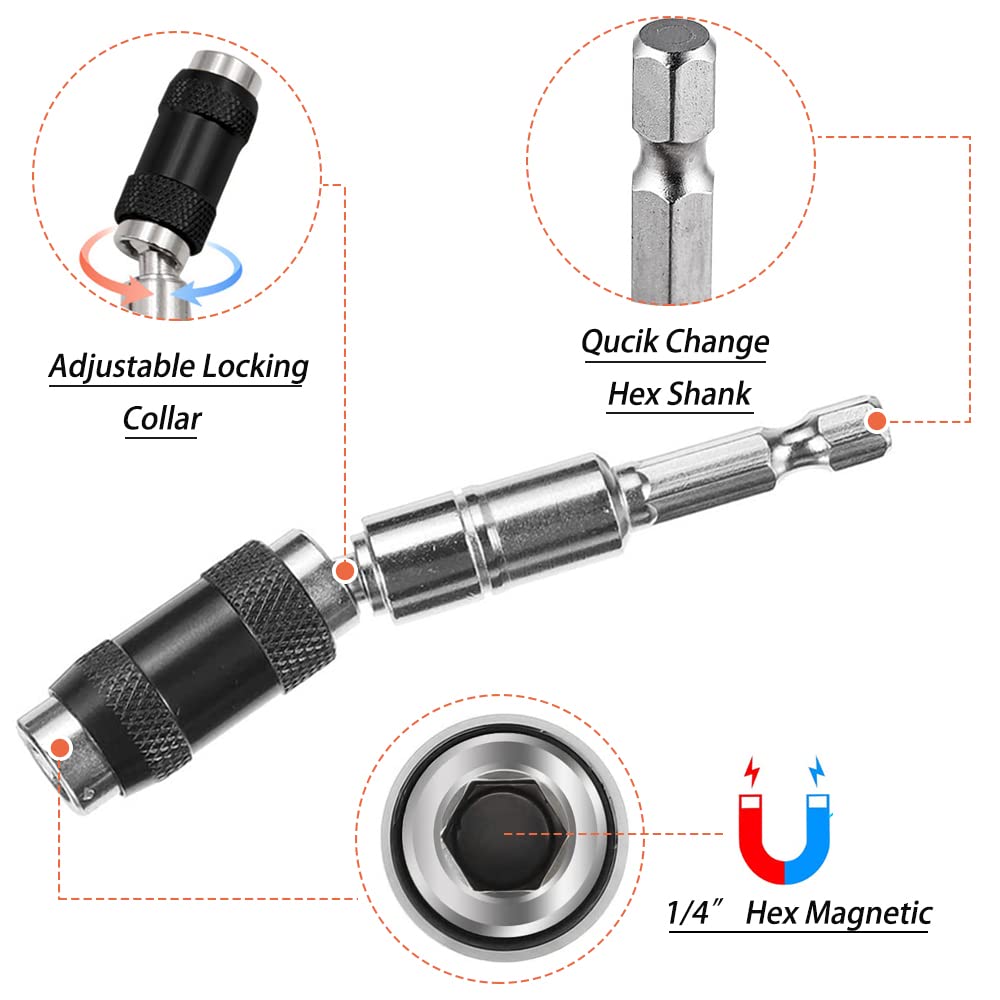 Removable Tip Bit Saipe 3PCS Adjustable Pivot Bit Holder Magnetic Pivoting Bit Tip Holde ...