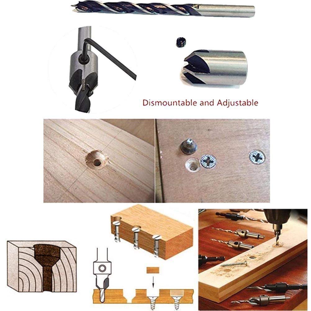 Countersink Drill Bits, Set of 7pcs HSS Countersink Drill Bits Hole Drill Bit Screw Woodworking