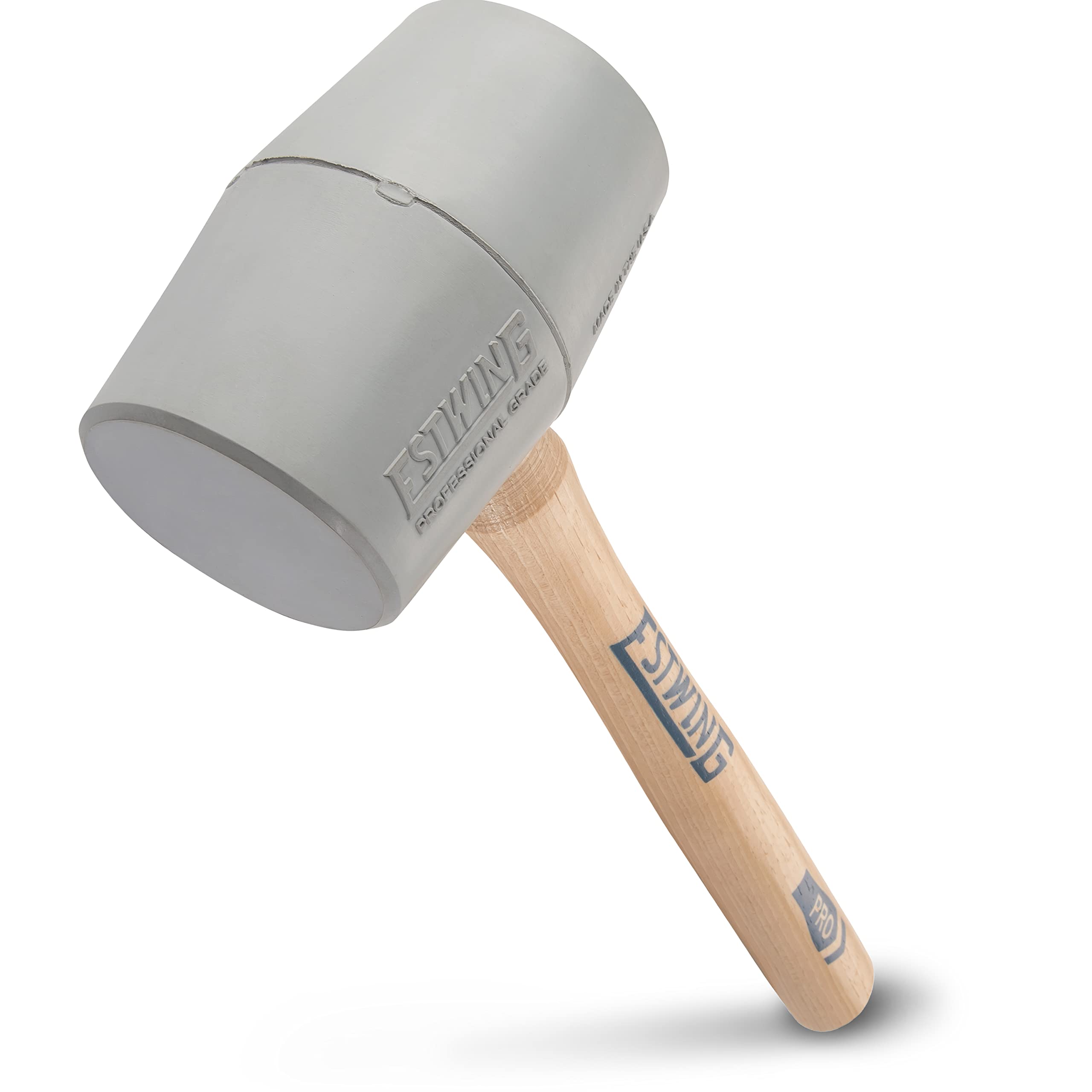Estwing DH-18N Deadhead Bounce Resistant Gray Rubber Mallet with Hickory Handle and Soft Face, 18-Ounce