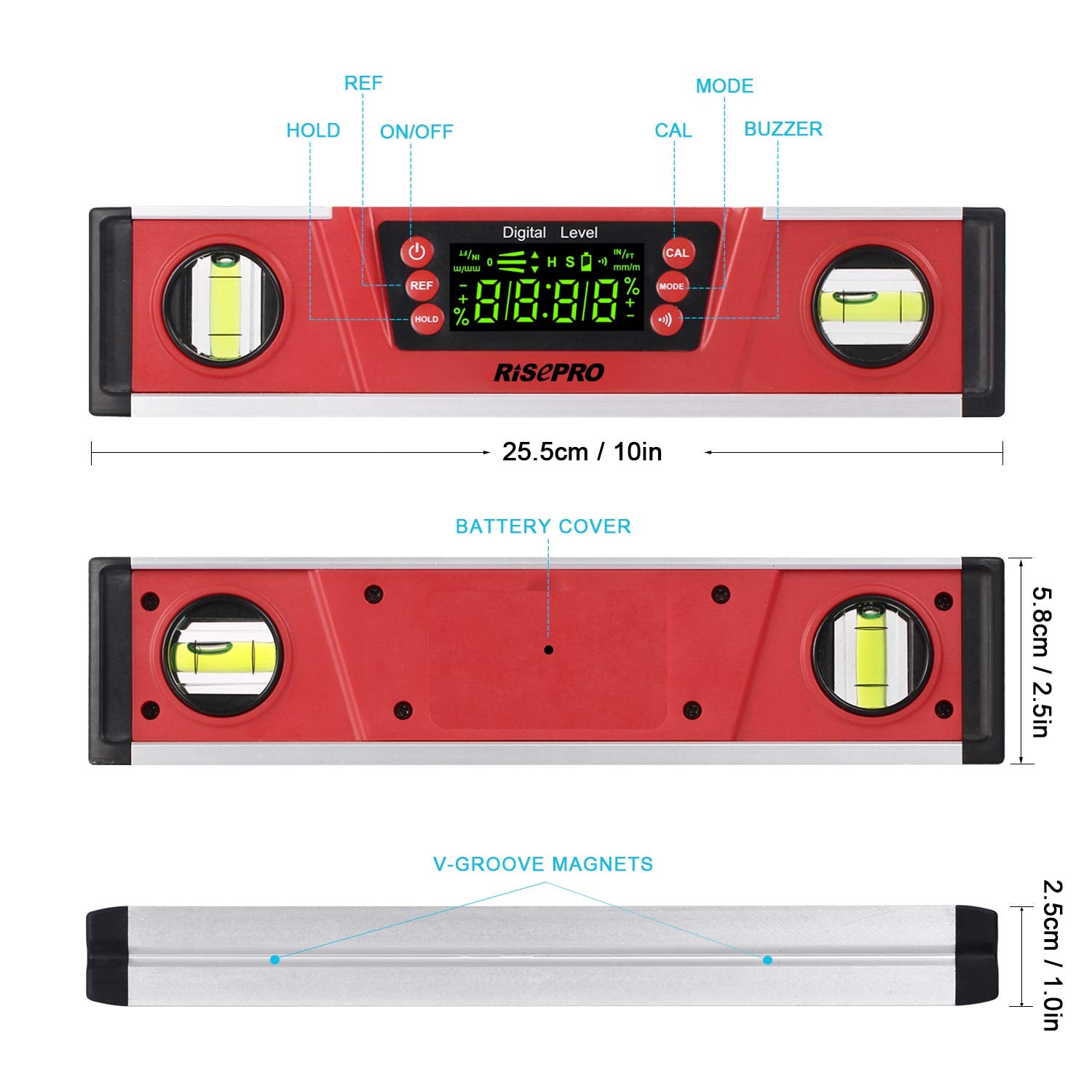 10-Inch Digital Torpedo Level and Protractor  Angle Finder