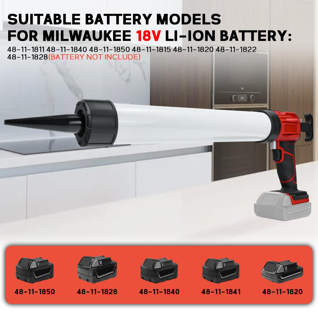 Cordless Caulk Gun Sausage Cartridge for Milwaukee 18V Battery,Dripless Caulking gun 20oz/600ml,Anti-Dripping,4 Adjustable Speeds,Powerful Electric Caulking Gun Tools,for Filling,Sealing(No Battery)
