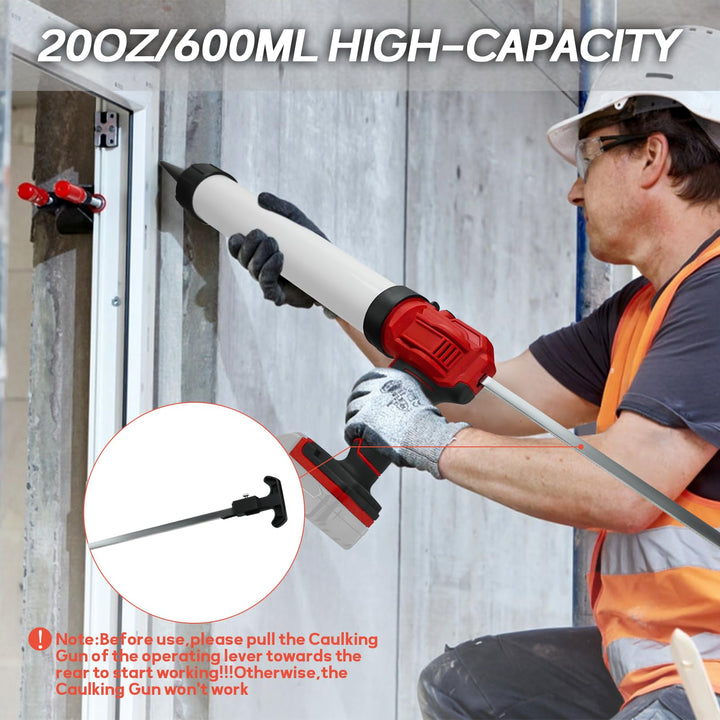 Cordless Caulk Gun Sausage Cartridge for Milwaukee 18V Battery,Dripless Caulking gun 20oz/600ml,Anti-Dripping,4 Adjustable Speeds,Powerful Electric Caulking Gun Tools,for Filling,Sealing(No Battery)
