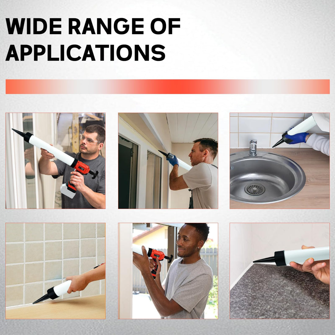 Cordless Caulk Gun Sausage Cartridge for Milwaukee 18V Battery,Dripless Caulking gun 20oz/600ml,Anti-Dripping,4 Adjustable Speeds,Powerful Electric Caulking Gun Tools,for Filling,Sealing(No Battery)