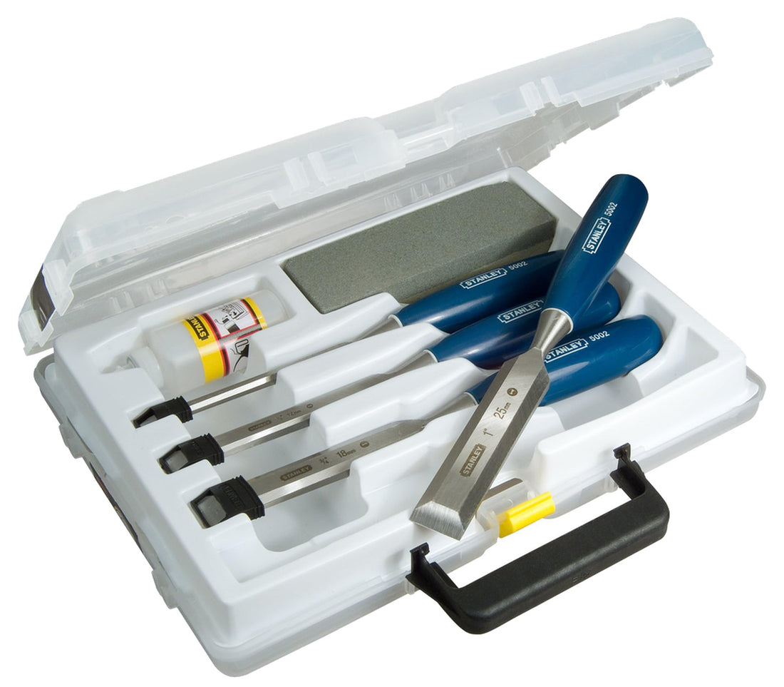 Stanley 5002 Series Chisel Set with Oil and Stone