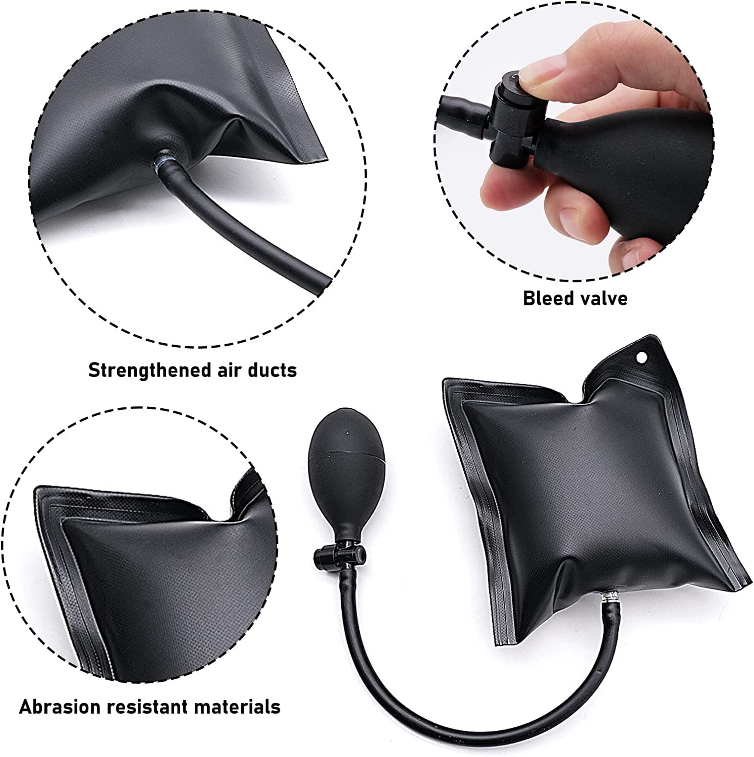 Air Wedge Bag Pump,Professional Leveling 3 Pack Strong Air Wedge Bag Kit,Car Door and Window Installation and Positioning air Cushion airbag(3 PCS air Bags)