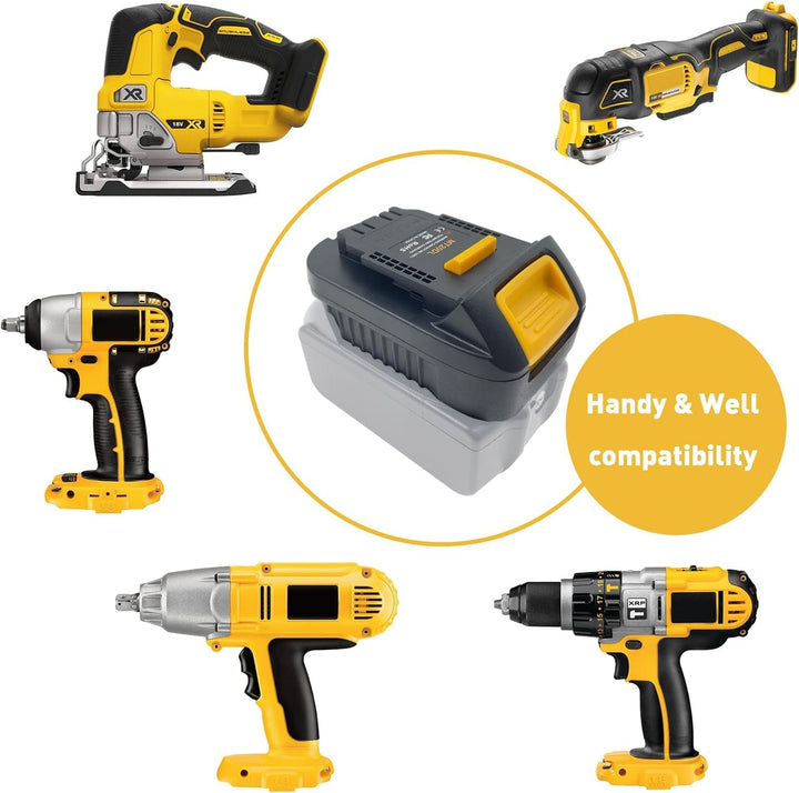 MT20DL for Makita 18V Li-ion Battery Convert to Dewalt 20V DCB206 DCB204 DCB200 Battery for Dewalt 20V Cordless Power Tools with USB Socket & Type-C