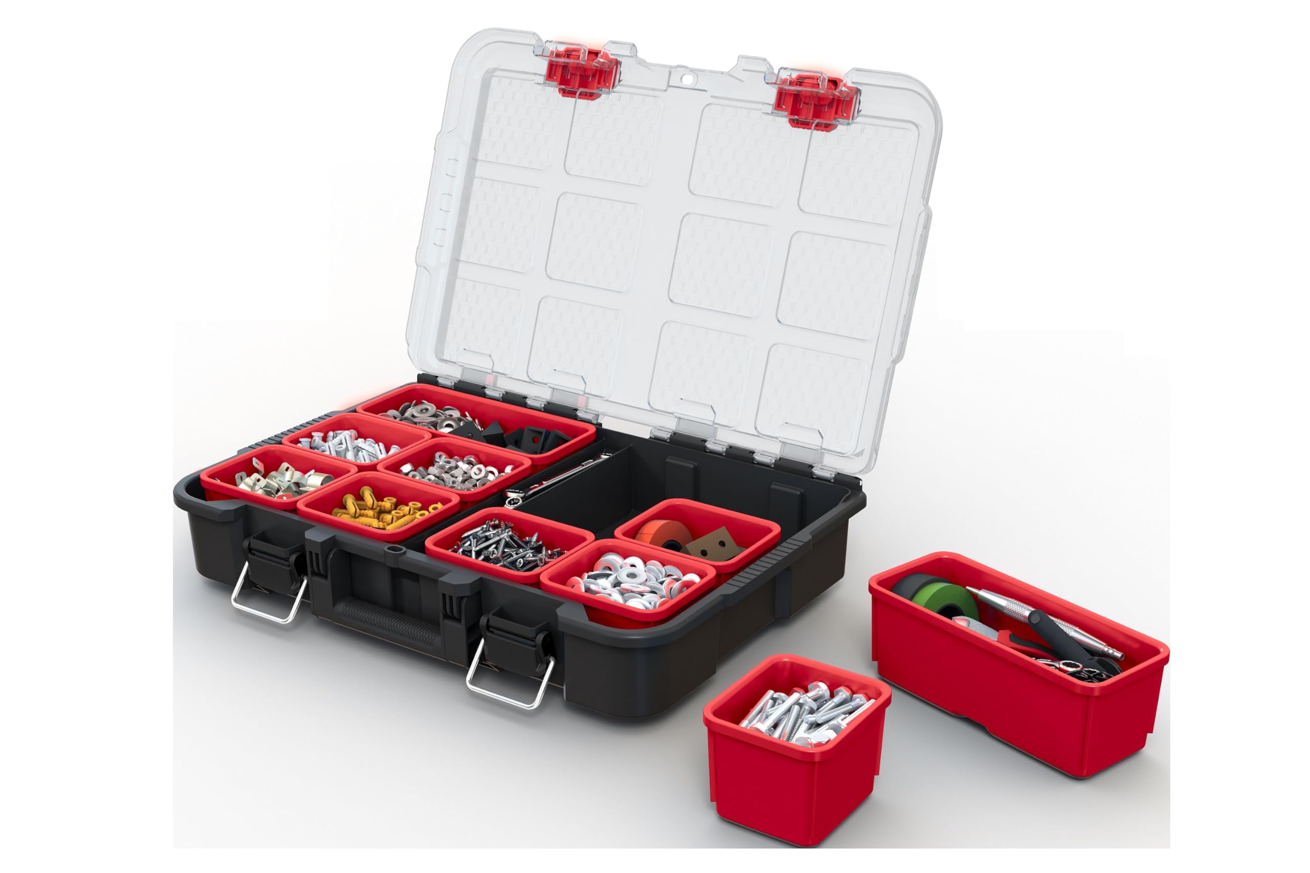 Keter Stack-n-Roll Mobile Tool Storage and Organization, 3 Piece Resin Modular Toolbox System