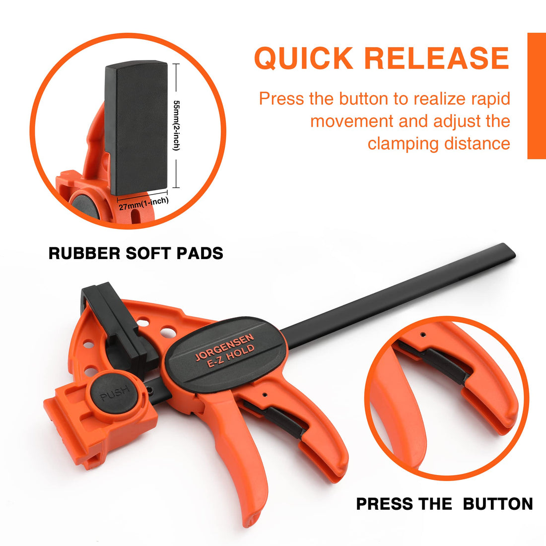 Jorgensen 6" Spreader/Bar Clamp Set, 4-pack,One-Hand Light Duty