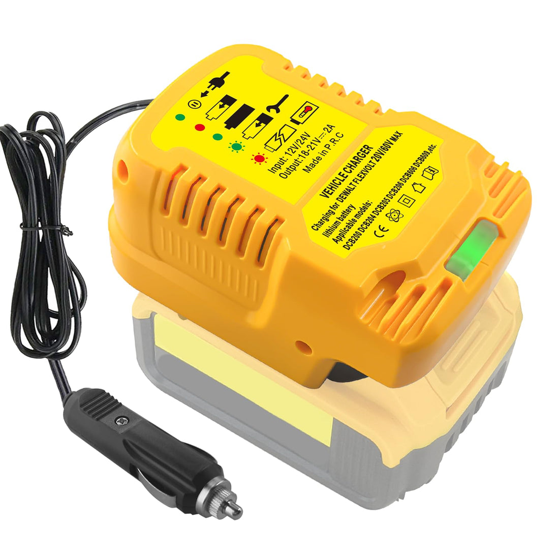 EID Mini Charger Fit for Dewalt 18V XJ XR Battery Li-ion, Vehicle Charger Charging for 18V/20V/60V Cordless Power Tools Battery (Not for 12V)