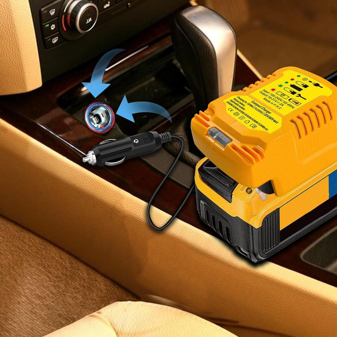 EID Mini Charger Fit for Dewalt 18V XJ XR Battery Li-ion, Vehicle Charger Charging for 18V/20V/60V Cordless Power Tools Battery (Not for 12V)