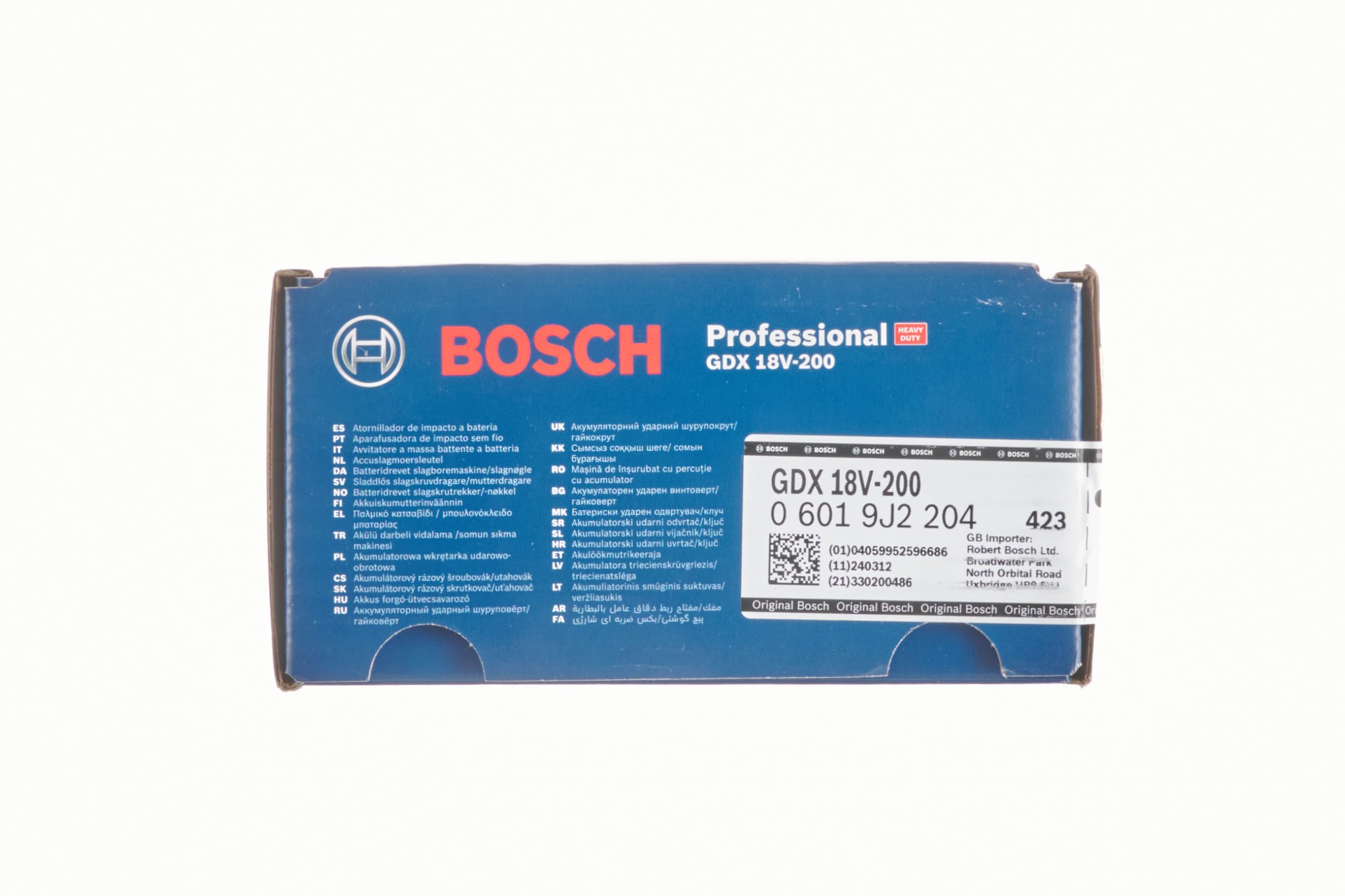 Bosch Professional 18V System Cordless Impact Driver GDX 18V-200 (max. Torque of 200 Nm, excluding Rechargeable Batteries and Charger, in Carton)