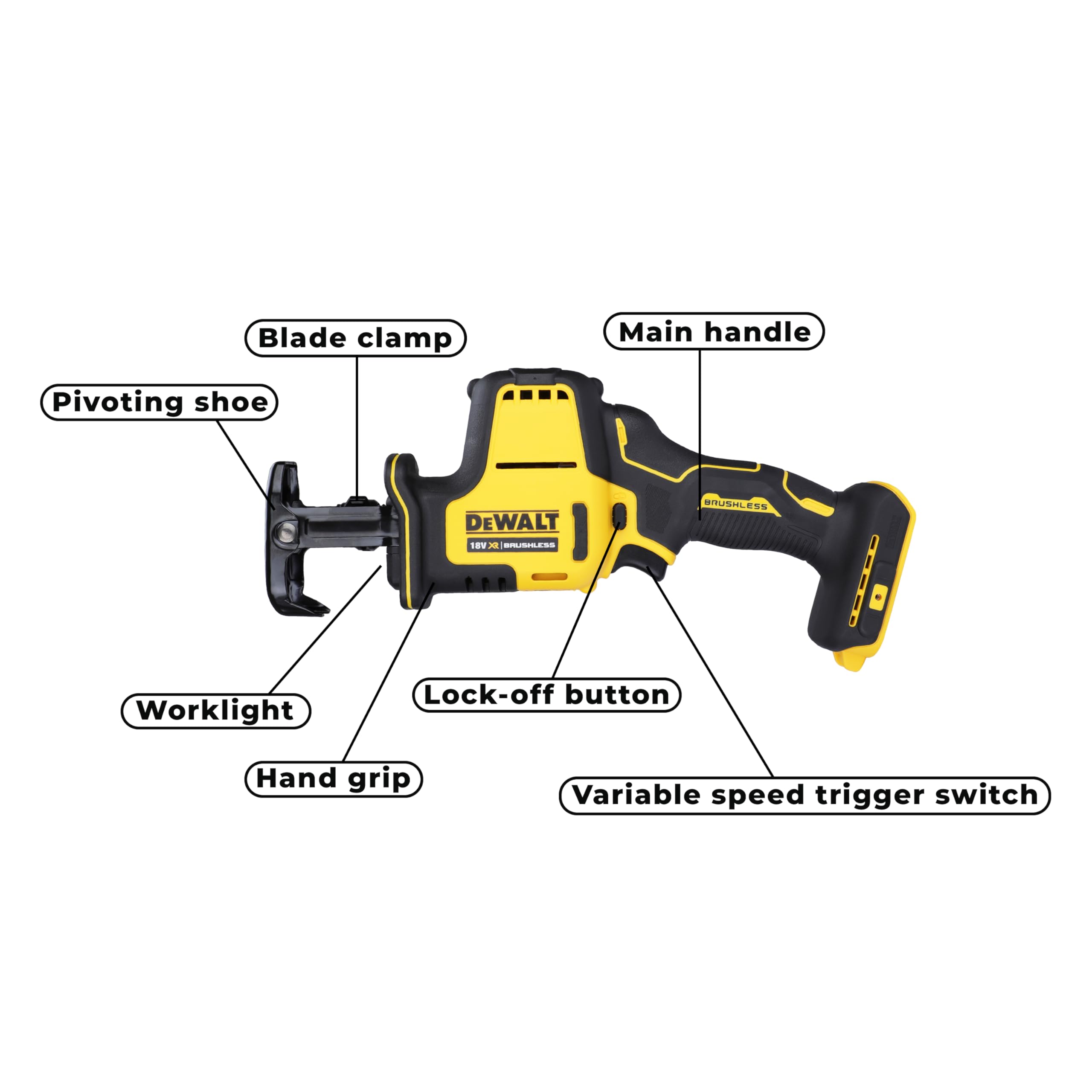 DEWALT 18v XR Brushless Compact Reciprocating Saw - Bare Unit DEWDCS369N