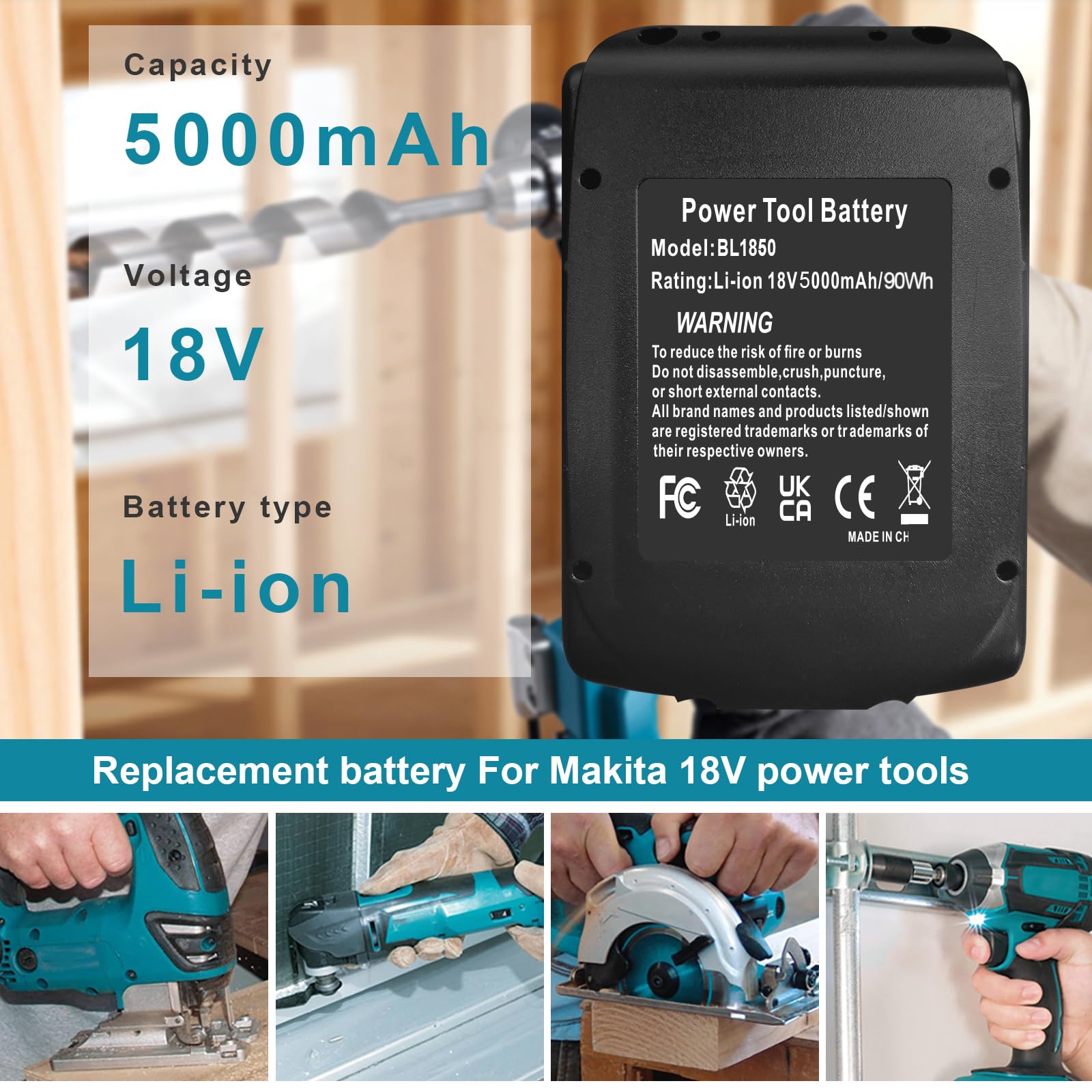 2Pack  Replacement Battery Compatible with Makita