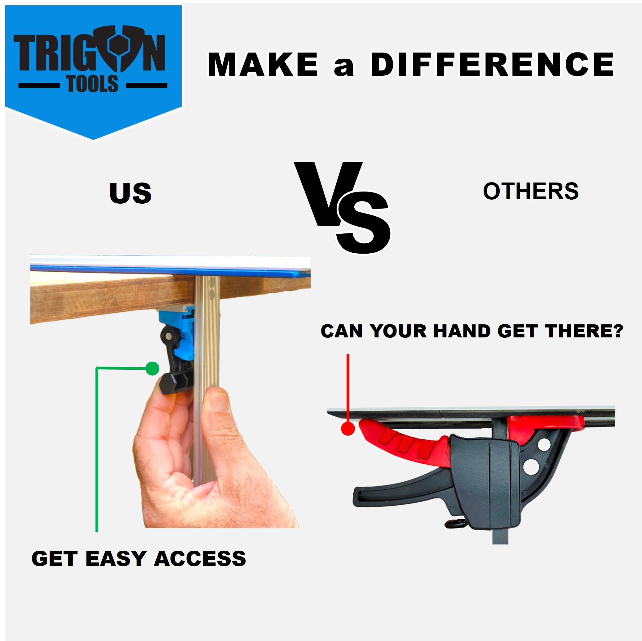 Quick Release Track Saw Clamp, Clamps for Circular Saw Guide Rail System, Track Clamps for - Plunge Saw, Track Saw Guide, Tracksaw Track Extension, Woodworking Track Clamps, Tracksaw Accessories | 2PK