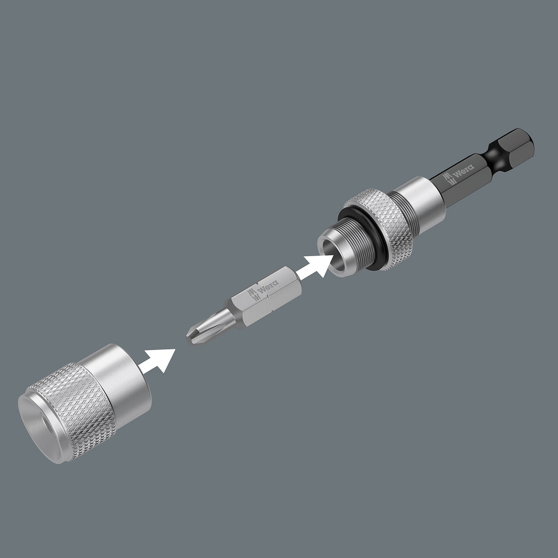 Wera 896/4/1 Bit Holder with Adjustable Depth Stop, 1/4-inch x 50 mm Size