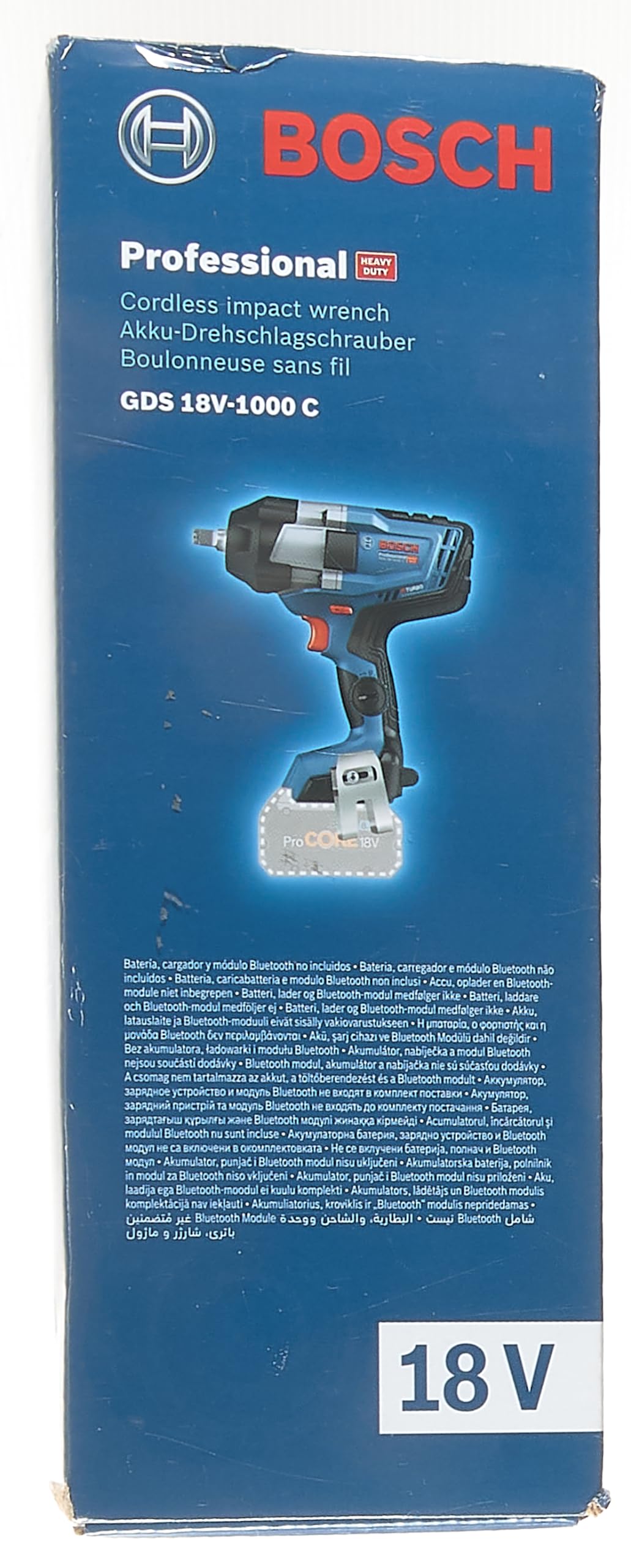 Bosch Professional BITURBO GDS 18V-1000 C cordless impact driver (1000 Nm tightening torque, 1600 Nm breakaway torque, excl. rechargeable batteries and charger, in cardboard box)