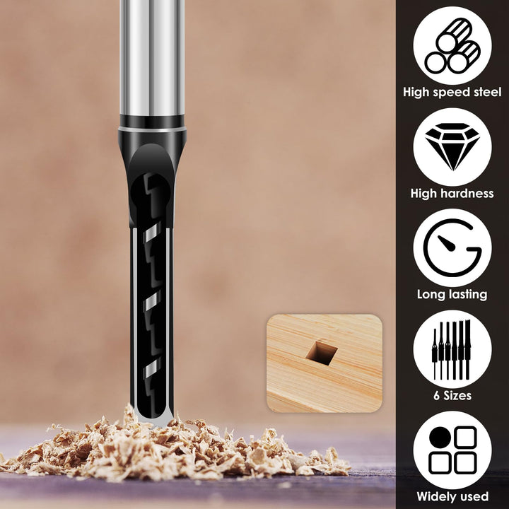 HSHGZSR 5 Pcs Square Hole Drill Bit Tool High Hardness Square Hole Drill Bits Set