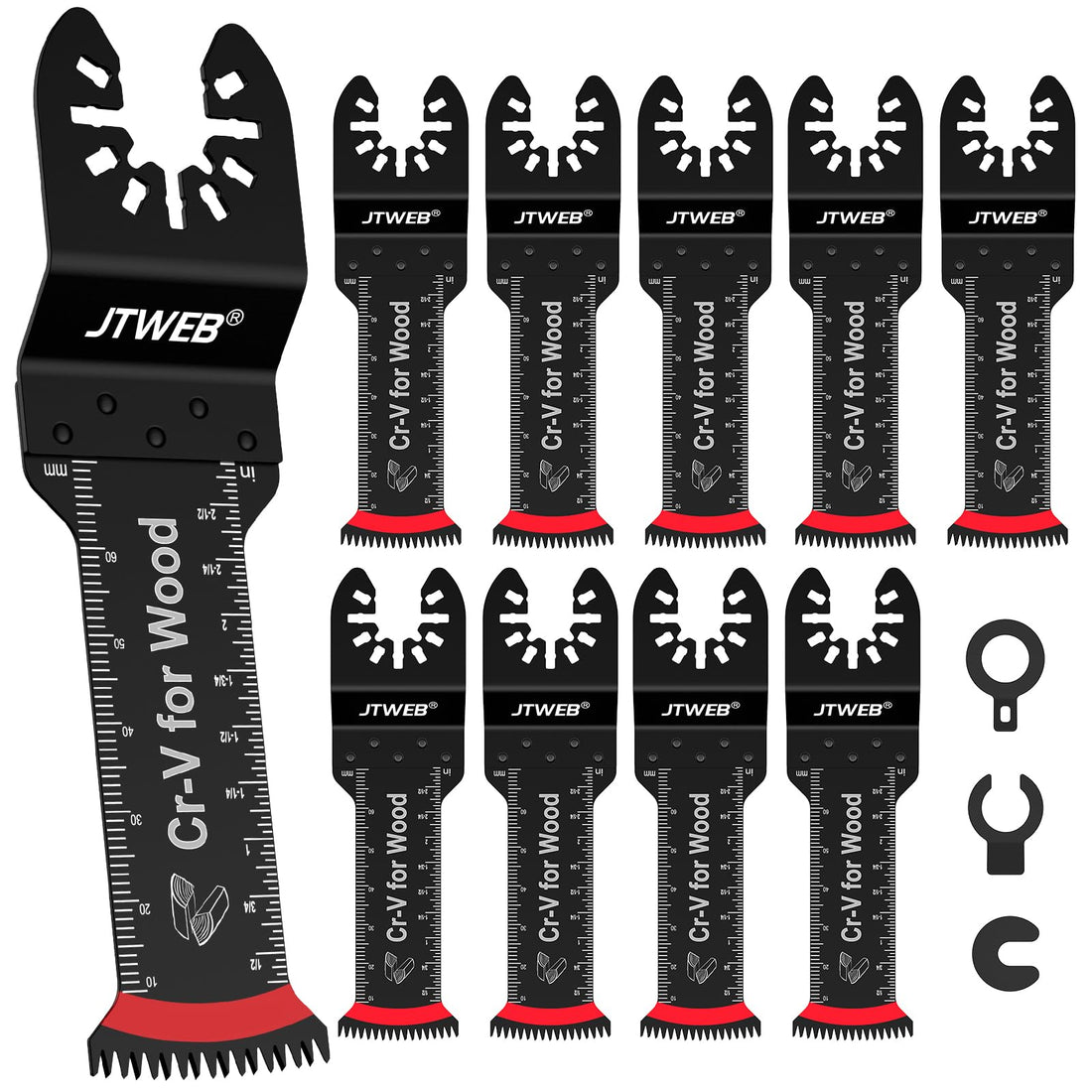 JTWEB Japanese Tooth Oscillating Tool Blade Wood, 10PCS Arc-Shaped Edge Extra Long Reach Oscillating Saw Blades, Multitool Blades Clean Cut for Wood, Plastic, Multi Tool Blades Kits for Dewalt