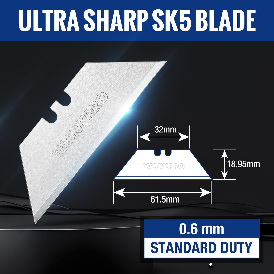 WORKPRO 100-pack SK5 Steel Utility Knife Blades with Dispenser