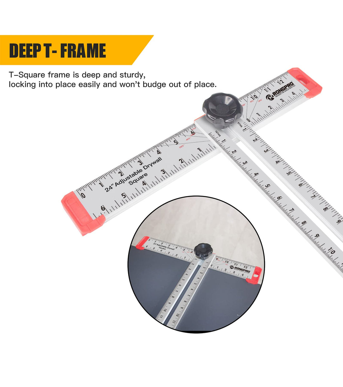 RONGPRO 24 Inch Adjustable T-Square Measuring Tools Layout Tools Aluminum Drywall A-Square