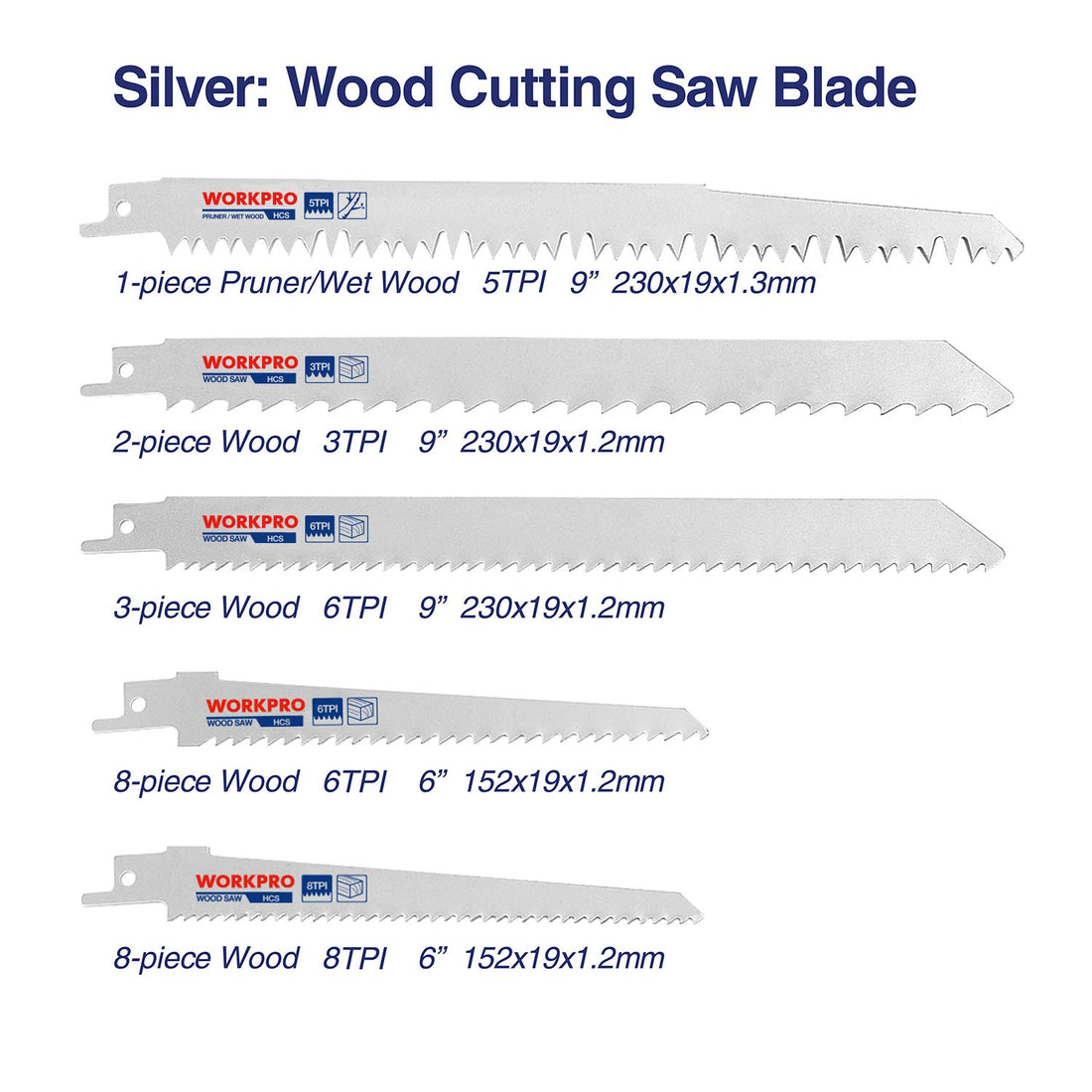 WORKPRO 32-Piece Reciprocating Sabre Saw Blades Set for Wood & Metal, with Organizer Pouch, Fits Bosch, Dewalt, Makita, etc.