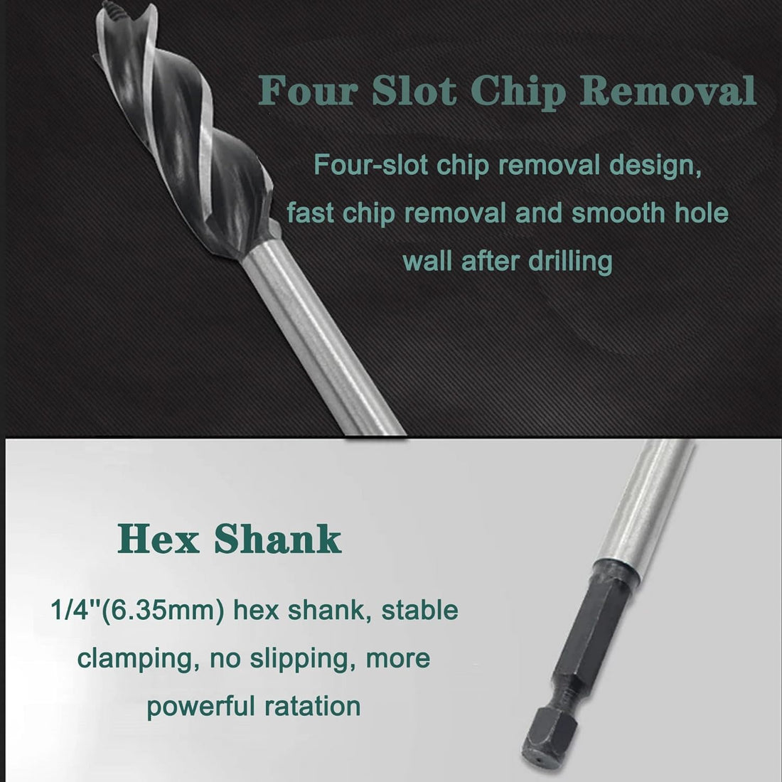 KEWAYO 8Pcs Auger Drill Bit Set Woodworking Drill Bit Set, 10-25mm Four-Slot Four-Edge Auger Drill Bit, Hex Shank Woodworking Drill Bit, for Softwood, Hardwood, Plastic