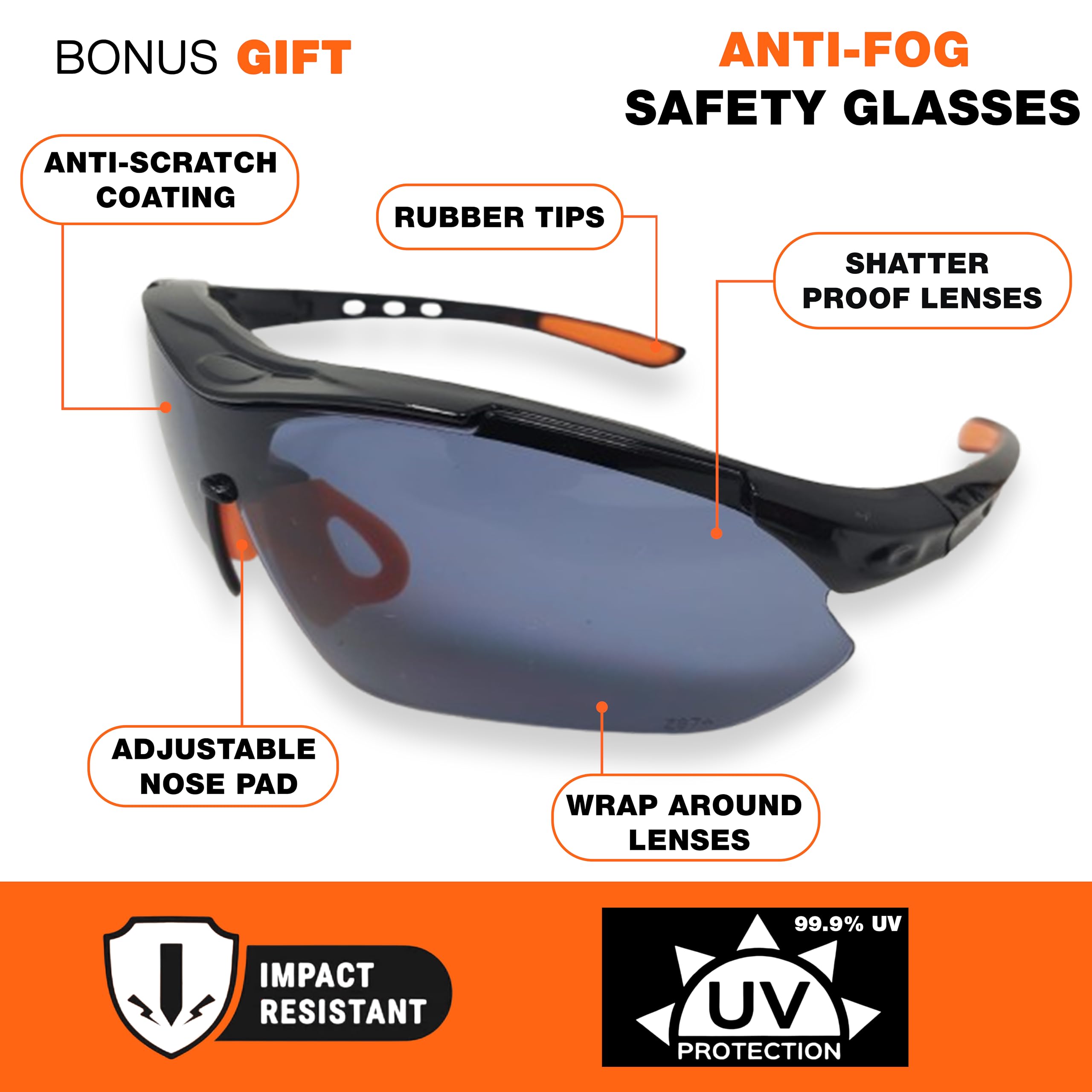 Knee Pads For Work- Heavy Duty Pad Design For Construction, Tiling, Gardening, Floor - Extra Gel and Cushion Support long kneeling - Anti-Slip Stretchable Thigh Straps Bonus: Safety Glasses & Gloves