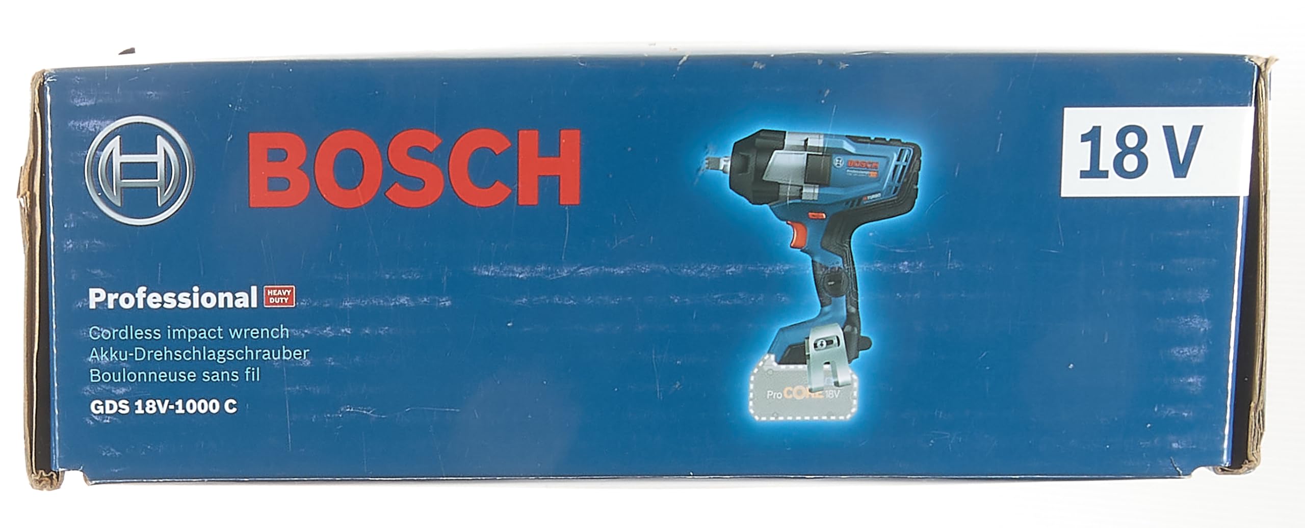 Bosch Professional BITURBO GDS 18V-1000 C cordless impact driver (1000 Nm tightening torque, 1600 Nm breakaway torque, excl. rechargeable batteries and charger, in cardboard box)