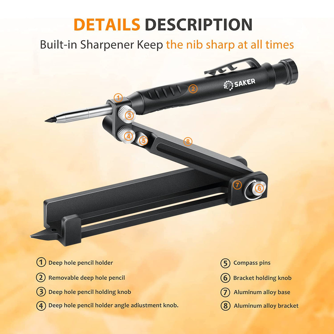 Saker Multi-function Scribing Tool-Carpenters Pencil