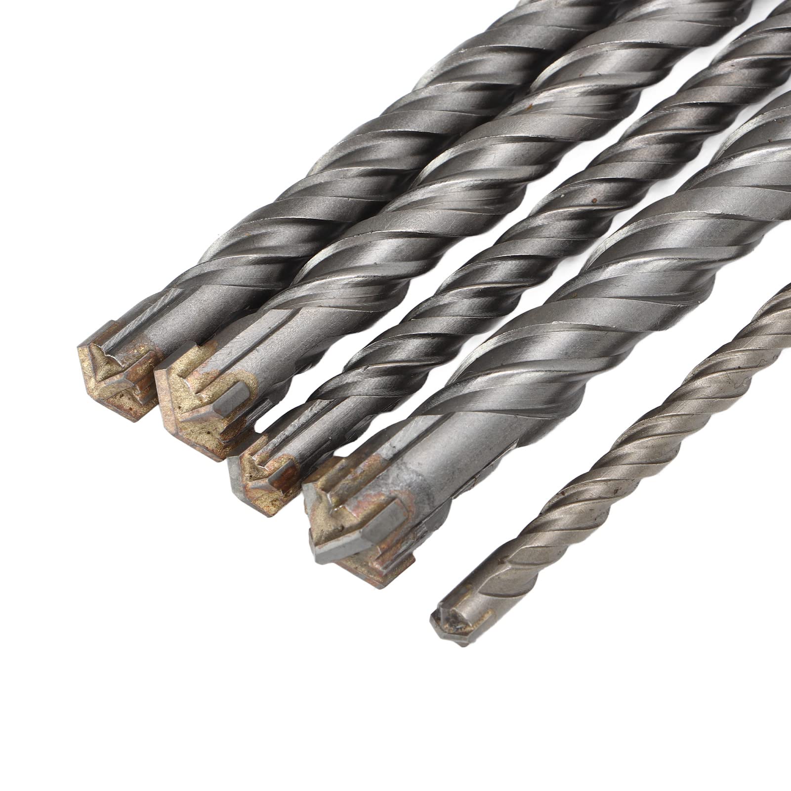 5 Pcs Masonry Drill Bit Set, 6mm 8mm 10mm 12mm 14mm Punch Diameter 210mm Length Cross Drill Bits for Electric Hammers