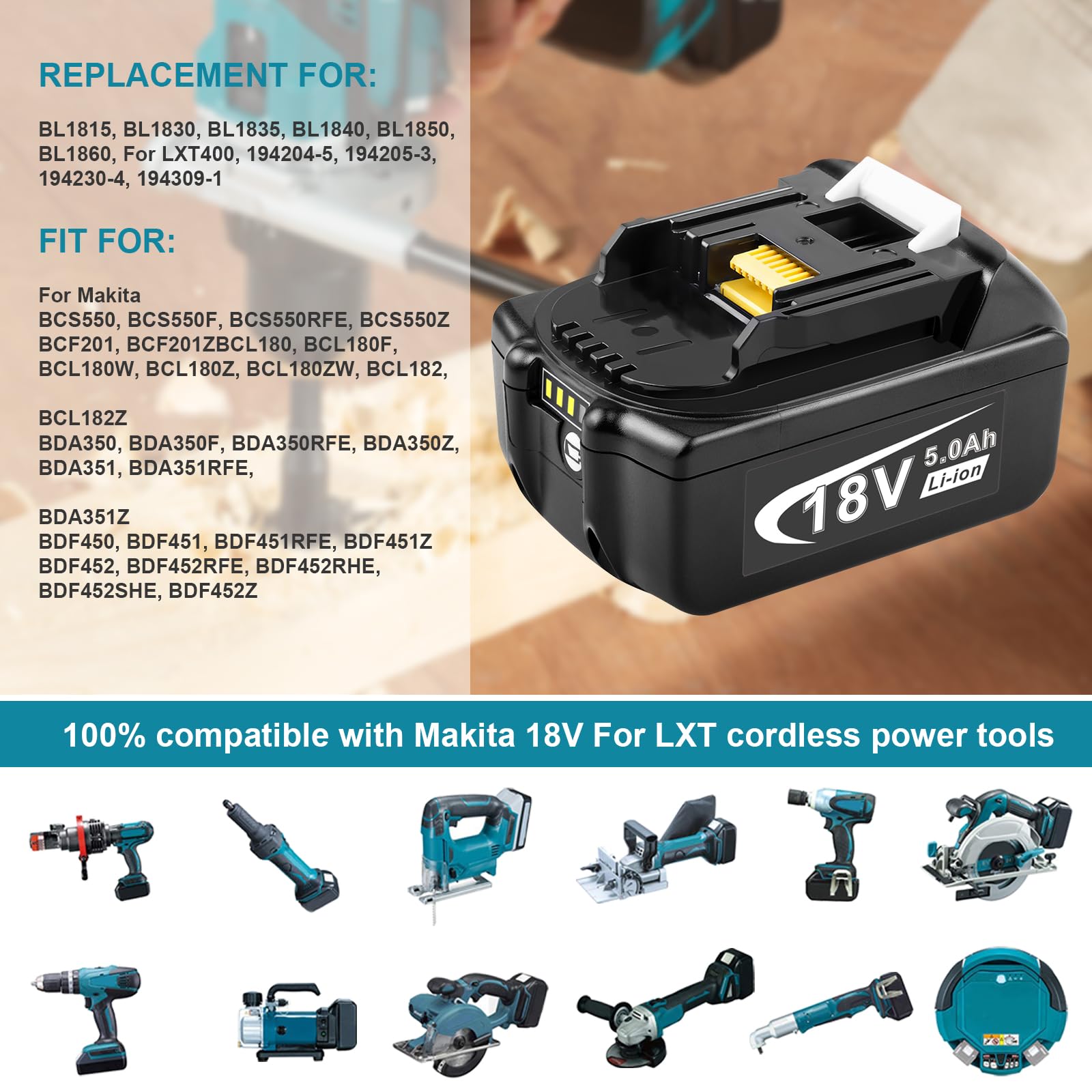 2Pack  Replacement Battery Compatible with Makita