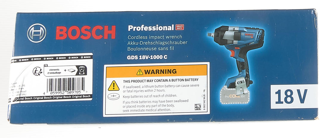 Bosch Professional BITURBO GDS 18V-1000 C cordless impact driver (1000 Nm tightening torque, 1600 Nm breakaway torque, excl. rechargeable batteries and charger, in cardboard box)