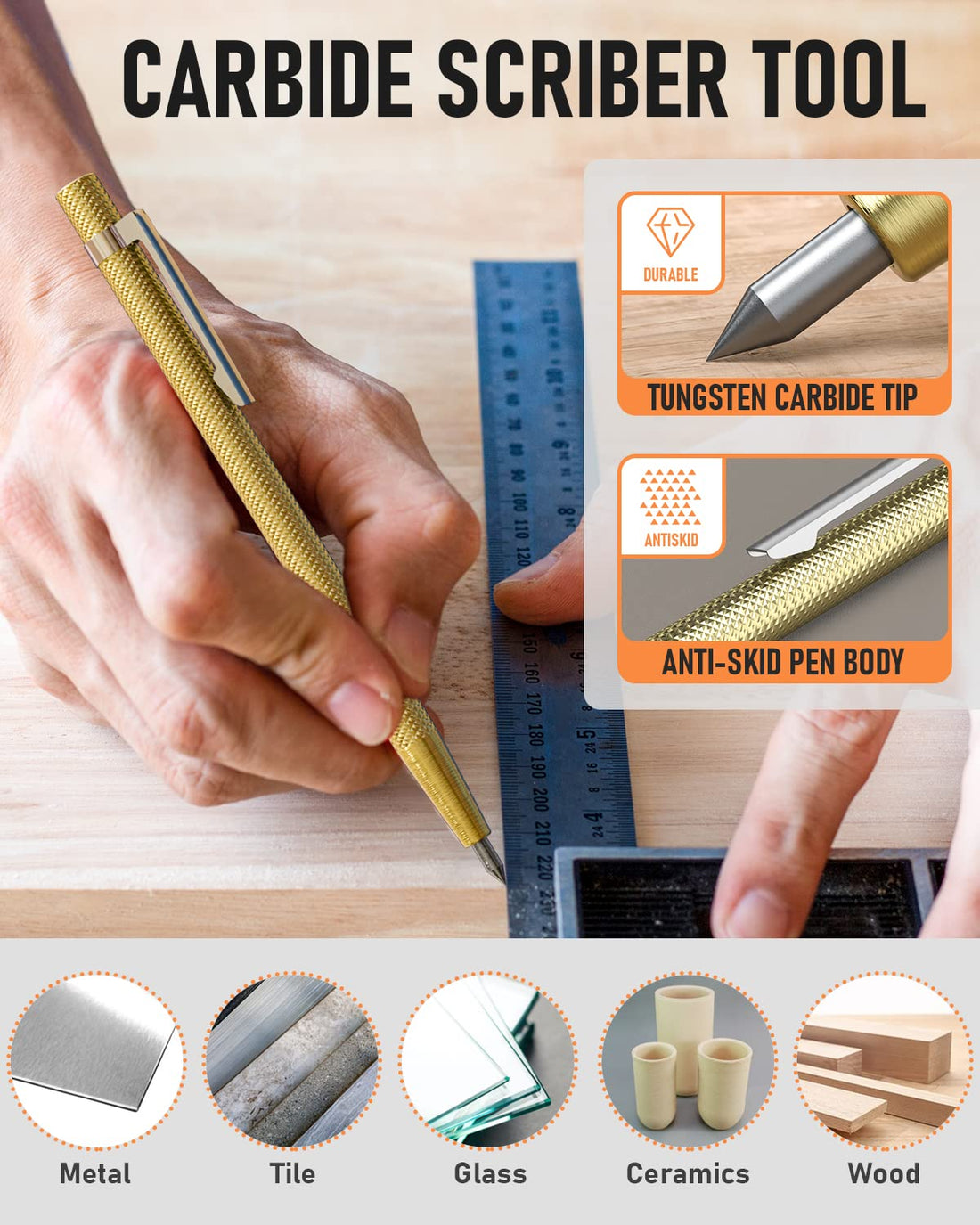 Nicpro 15 Pack Carpenter Pencil Set with Sharpener, Mechanical Carpenter Pencils with 40 Refill, Automatic Center Punch and Carbide Scribe Tool, Heavy Duty Construction Pencil for Architect-With Case