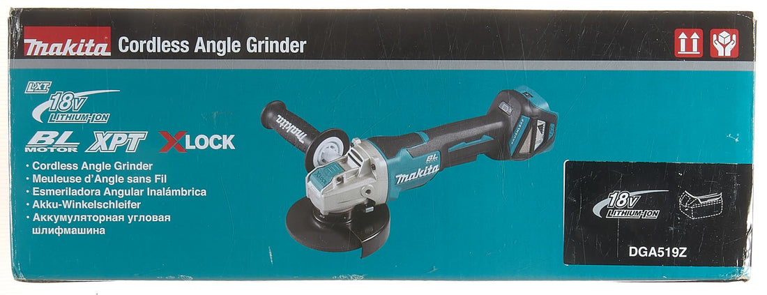 Makita DGA519Z 18V Brushless X-Lock Angle Grinder, 125 mm Size