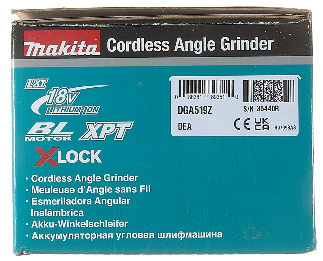 Makita DGA519Z 18V Brushless X-Lock Angle Grinder, 125 mm Size