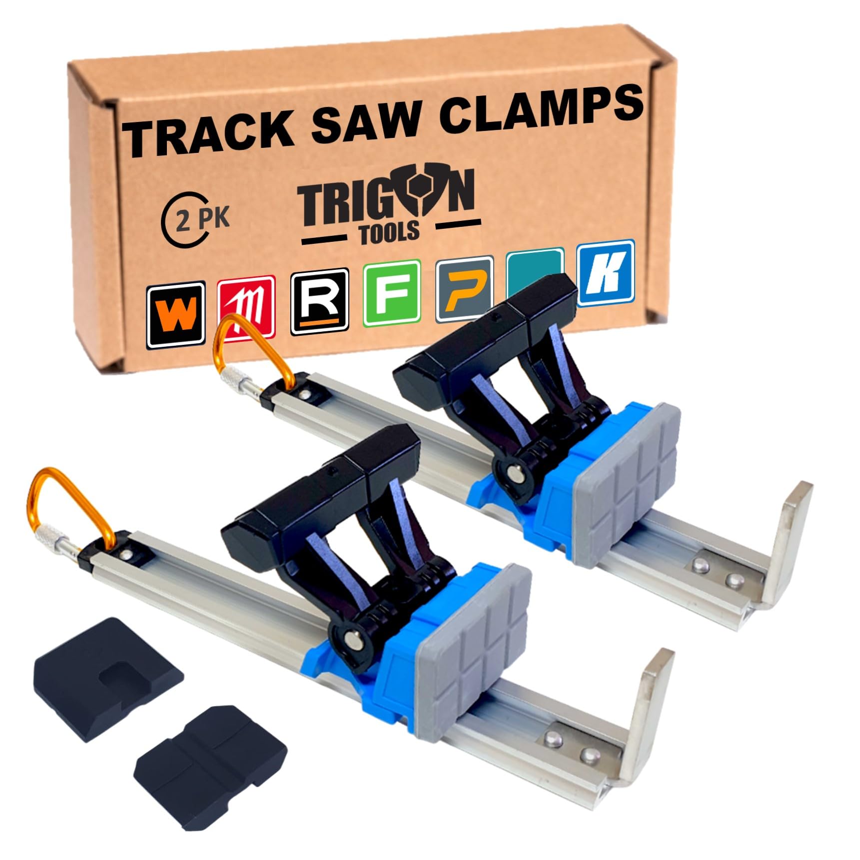 Quick Release Track Saw Clamp, Clamps for Circular Saw Guide Rail System, Track Clamps for - Plunge Saw, Track Saw Guide, Tracksaw Track Extension, Woodworking Track Clamps, Tracksaw Accessories | 2PK