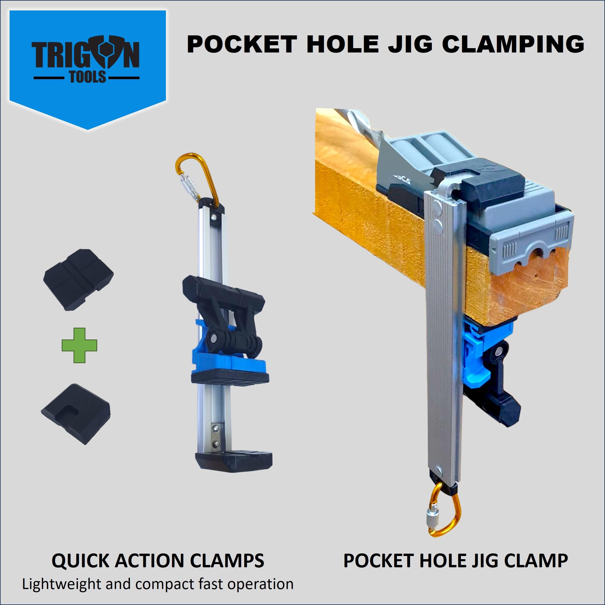 Quick Release Track Saw Clamp, Clamps for Circular Saw Guide Rail System, Track Clamps for - Plunge Saw, Track Saw Guide, Tracksaw Track Extension, Woodworking Track Clamps, Tracksaw Accessories | 2PK