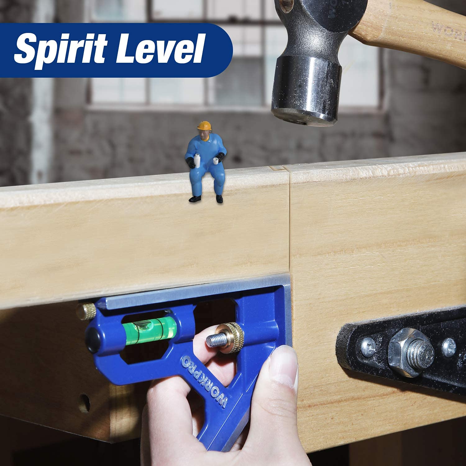 WORKPRO Rafter Square and Combination Square Tool Set, 18cm . Aluminium Alloy Die-Casting Carpenter Square and 30cm Zinc-Alloy Die-Casting Square Ruler Combo (Rafter Square Layout Tool)