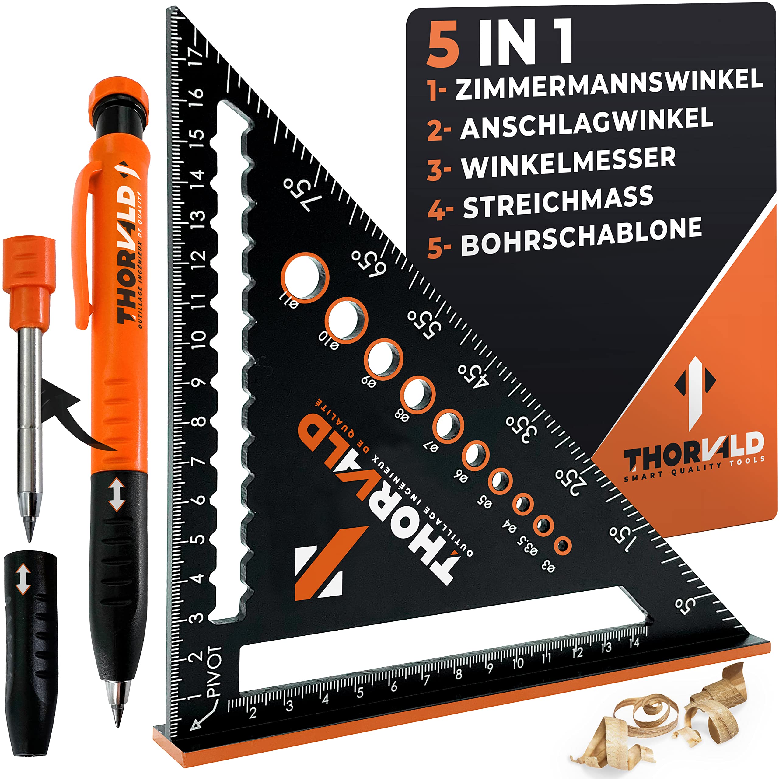 5-in-1 Carpenter's Square Protractor Try Square