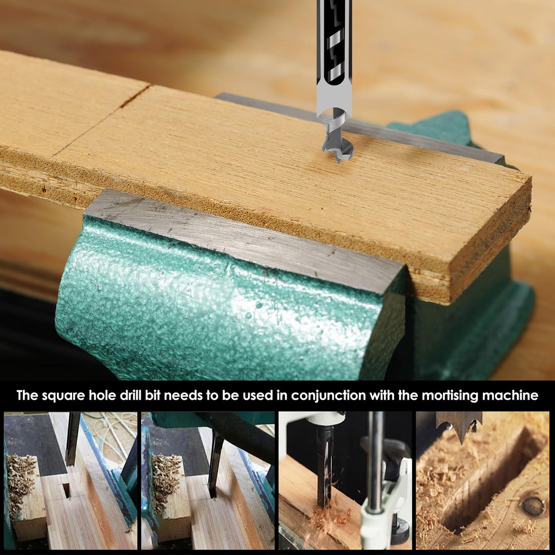 HSHGZSR 5 Pcs Square Hole Drill Bit Tool High Hardness Square Hole Drill Bits Set