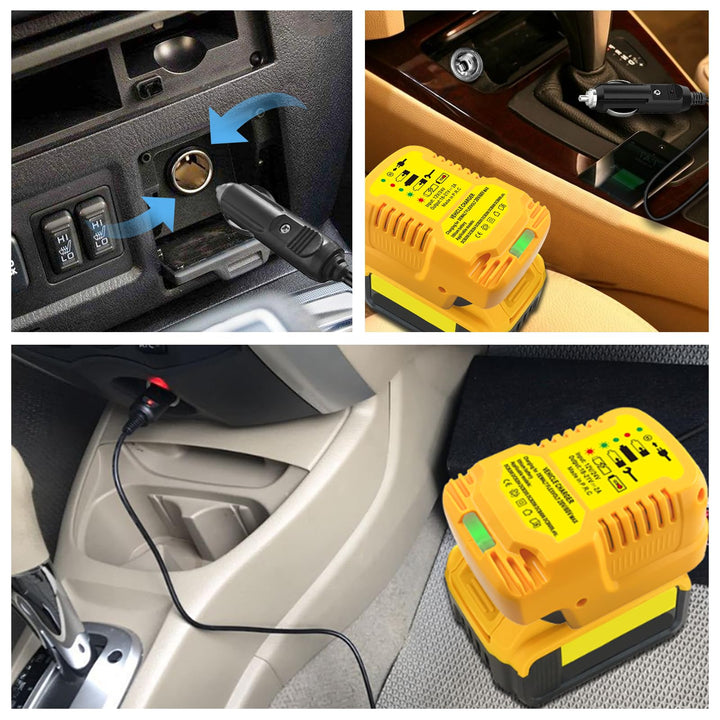 EID Mini Charger Fit for Dewalt 18V XJ XR Battery Li-ion, Vehicle Charger Charging for 18V/20V/60V Cordless Power Tools Battery (Not for 12V)