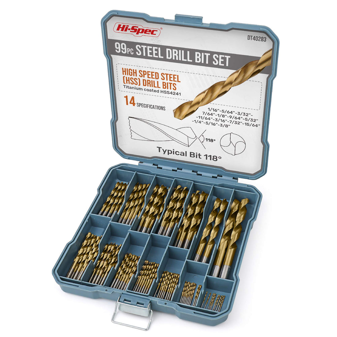 Hi-Spec 99pc Complete HSS Mixed Drill Bit Set.