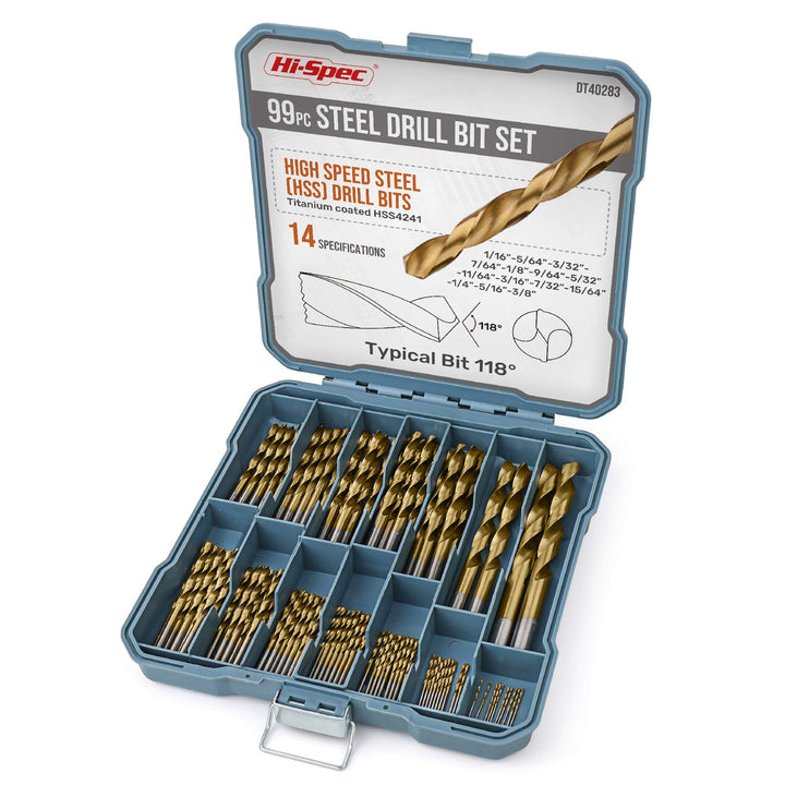 Hi-Spec 99pc Complete HSS Mixed Drill Bit Set.