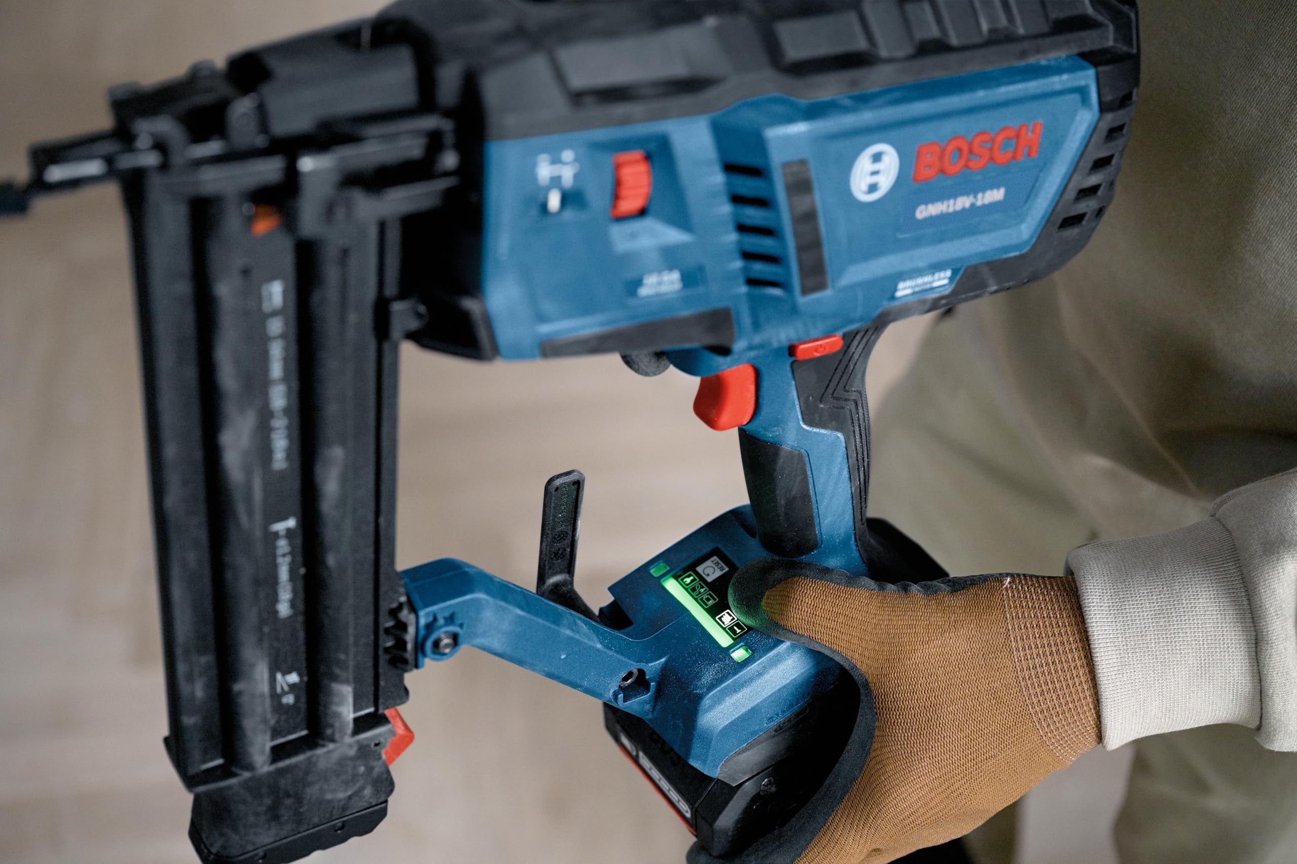 BOSCH GNH18V-18MN 18V Brushless 18-Gauge Brad Nailer - Cordless Power, Fastens up to 2,000 Nails per Charge, One-Handed Activation, Tool-Free Jam Clearing, Double LED Light (Bare Tool)