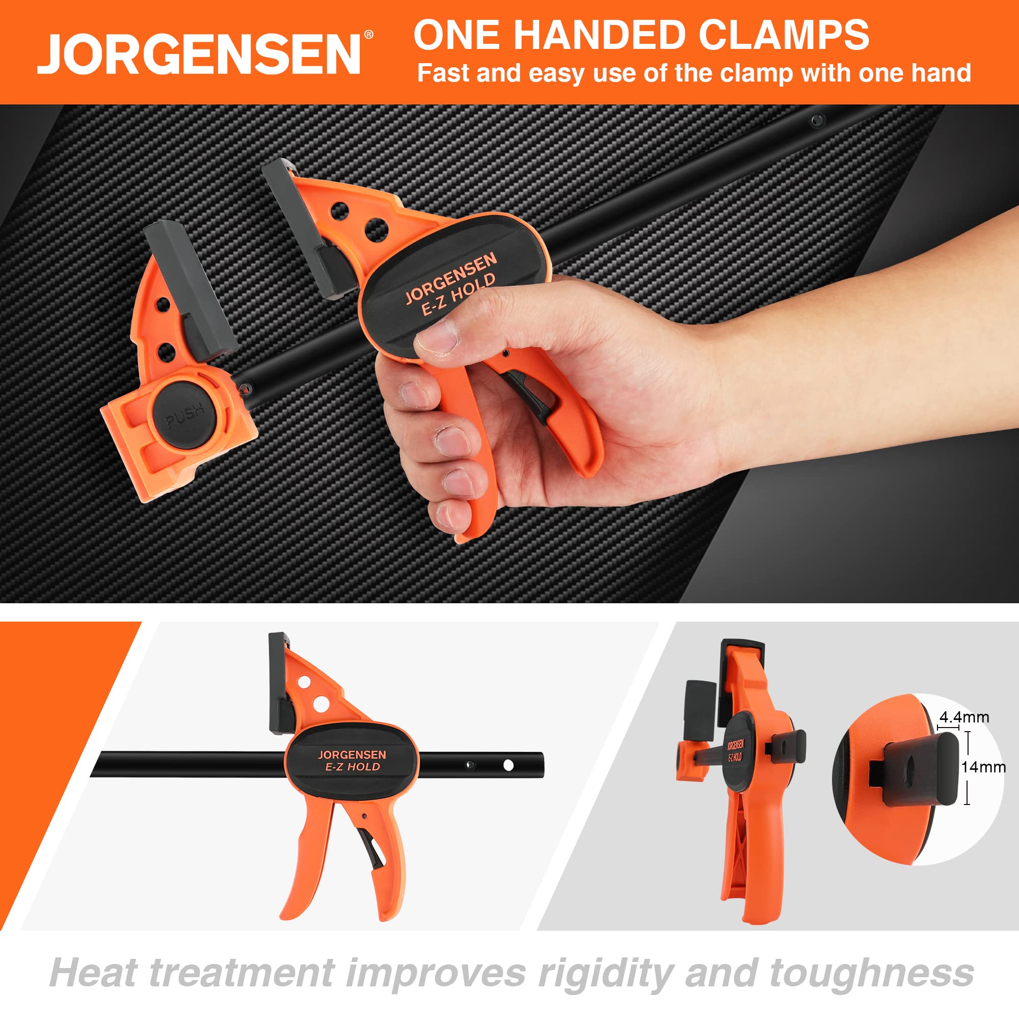 Jorgensen 6" Spreader/Bar Clamp Set, 4-pack,One-Hand Light Duty